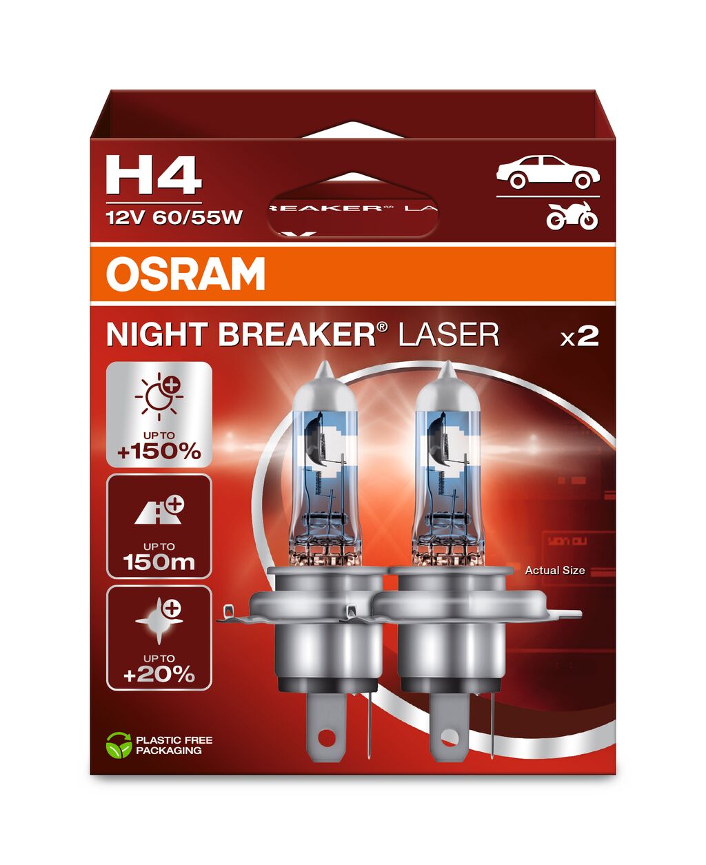 Osram Night breaker laser +150% H4 60/55w 2db 1 Osram Night breaker laser +150% H4 60/55w 2db