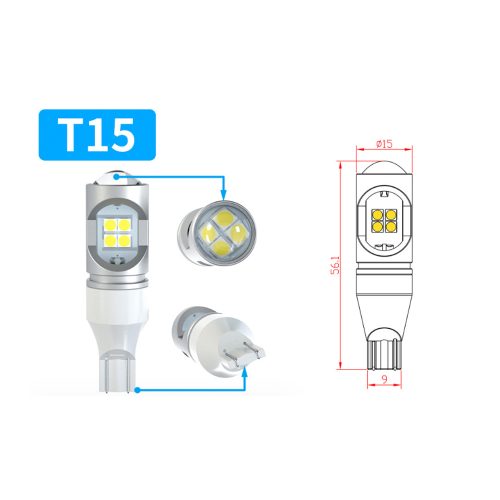 T15 w16w led szett feher tolatolampa 3 - Royal Tuning autó és motoros kiegészítő webshop