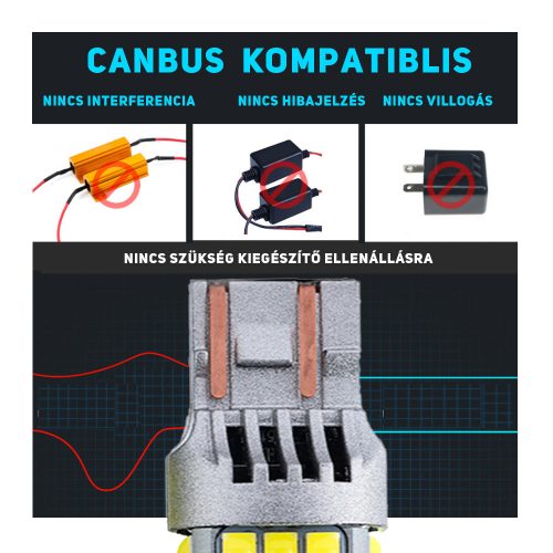 T20 W21/5w led piros CANBUS EXTRA 2db - Image 5