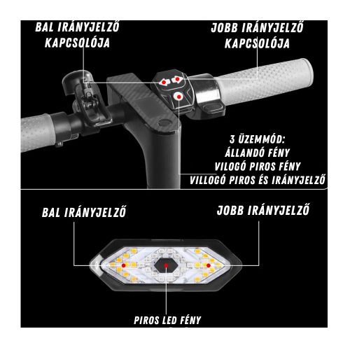 elektromos roller iranyjelzo hatsolampa ledes 7 1 - Royal Tuning autó és motoros kiegészítő webshop