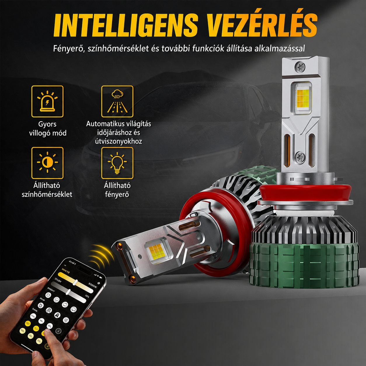 H11 Smart LED szett Bluetooth APP vezérléssel 8 H11 Smart LED szett Bluetooth APP vezérléssel - Image 8