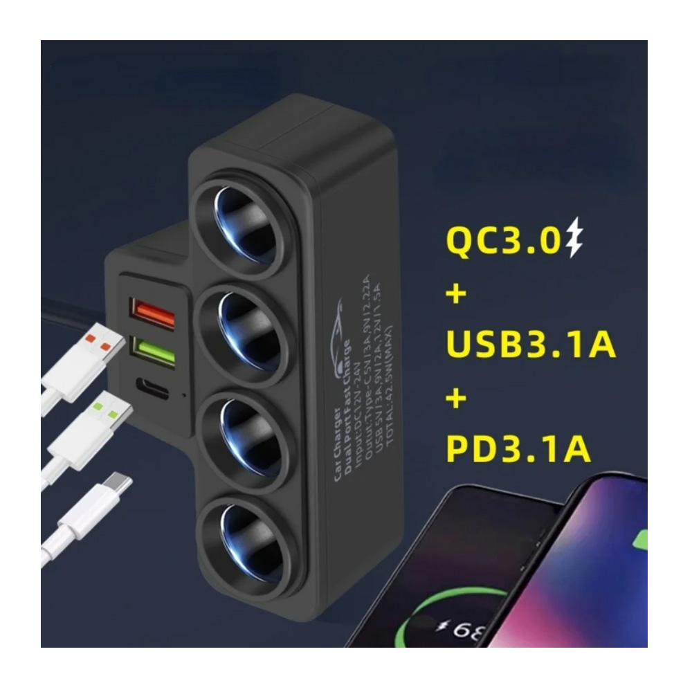 Szivargyujtó elosztó és töltő 4port 6 Szivargyujtó elosztó és töltő 4port - Image 6