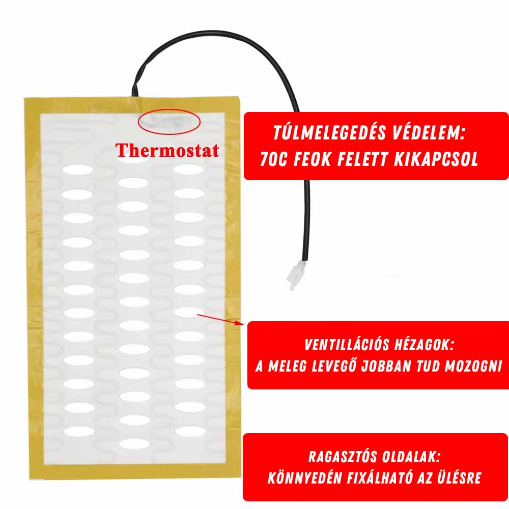 Univerzális beépíthető ülésfűtés szett – 1 üléshez, 12V, HI/LO kapcsolóval 5 Univerzális beépíthető ülésfűtés szett – 1 üléshez, 12V, HI/LO kapcsolóval - Image 5