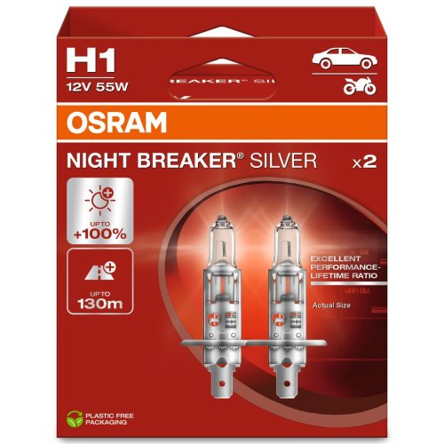 OSRAM Night Breaker Silver +100% H1 55w 2db