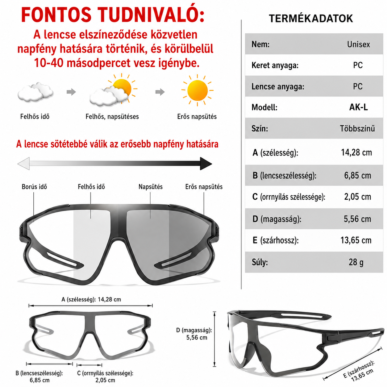 Fotokróm sport szemüveg – Automatikusan sötétedő sportszemüveg 2 Fotokróm sport szemüveg – Automatikusan sötétedő sportszemüveg - Image 2