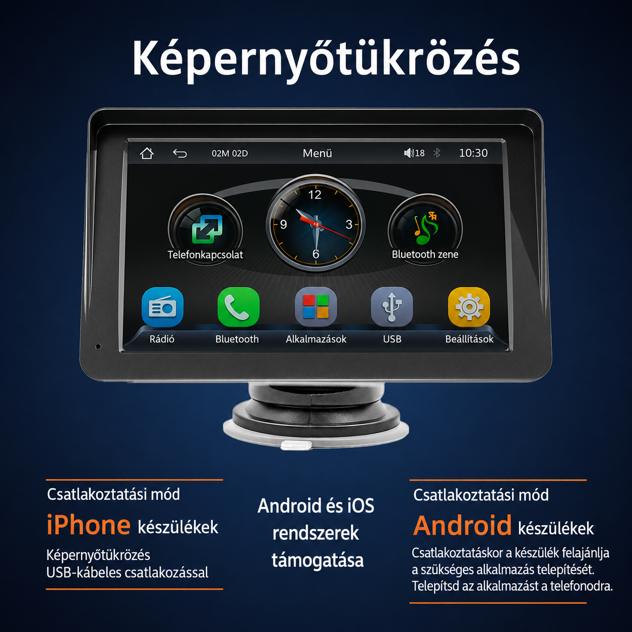 Magyar nyelvű Android Autó és CarPlay Multimédia rendszer - 12V 4 Magyar nyelvű Android Autó és CarPlay Multimédia rendszer - 12V - Image 4