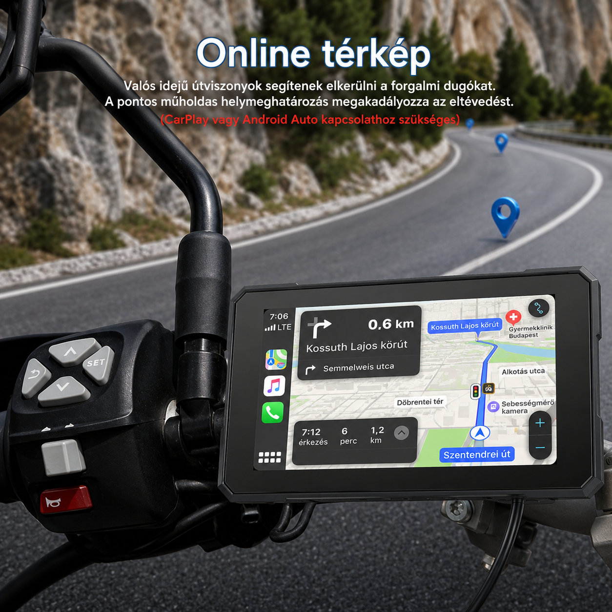 Motoros CarPlay kijelző 5" – Vezeték nélküli Apple CarPlay és Android Auto 5 Motoros CarPlay kijelző 5" – Vezeték nélküli Apple CarPlay és Android Auto - Image 5