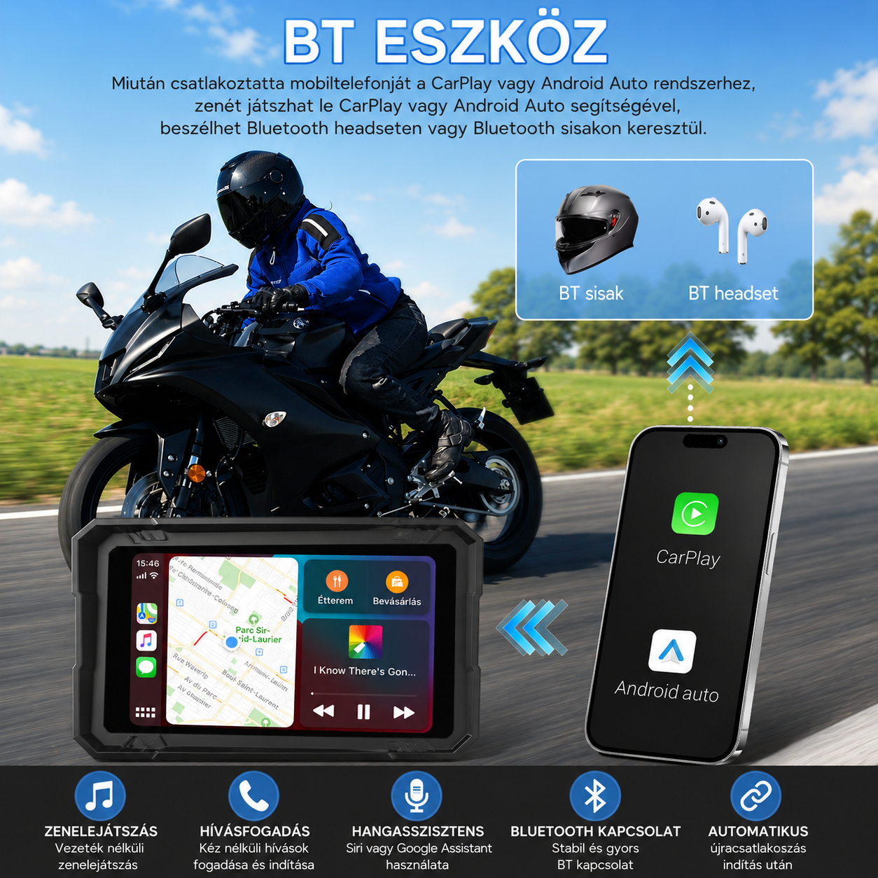 Motoros CarPlay kijelző 5" – Vezeték nélküli Apple CarPlay és Android Auto 8 Motoros CarPlay kijelző 5" – Vezeték nélküli Apple CarPlay és Android Auto - Image 8