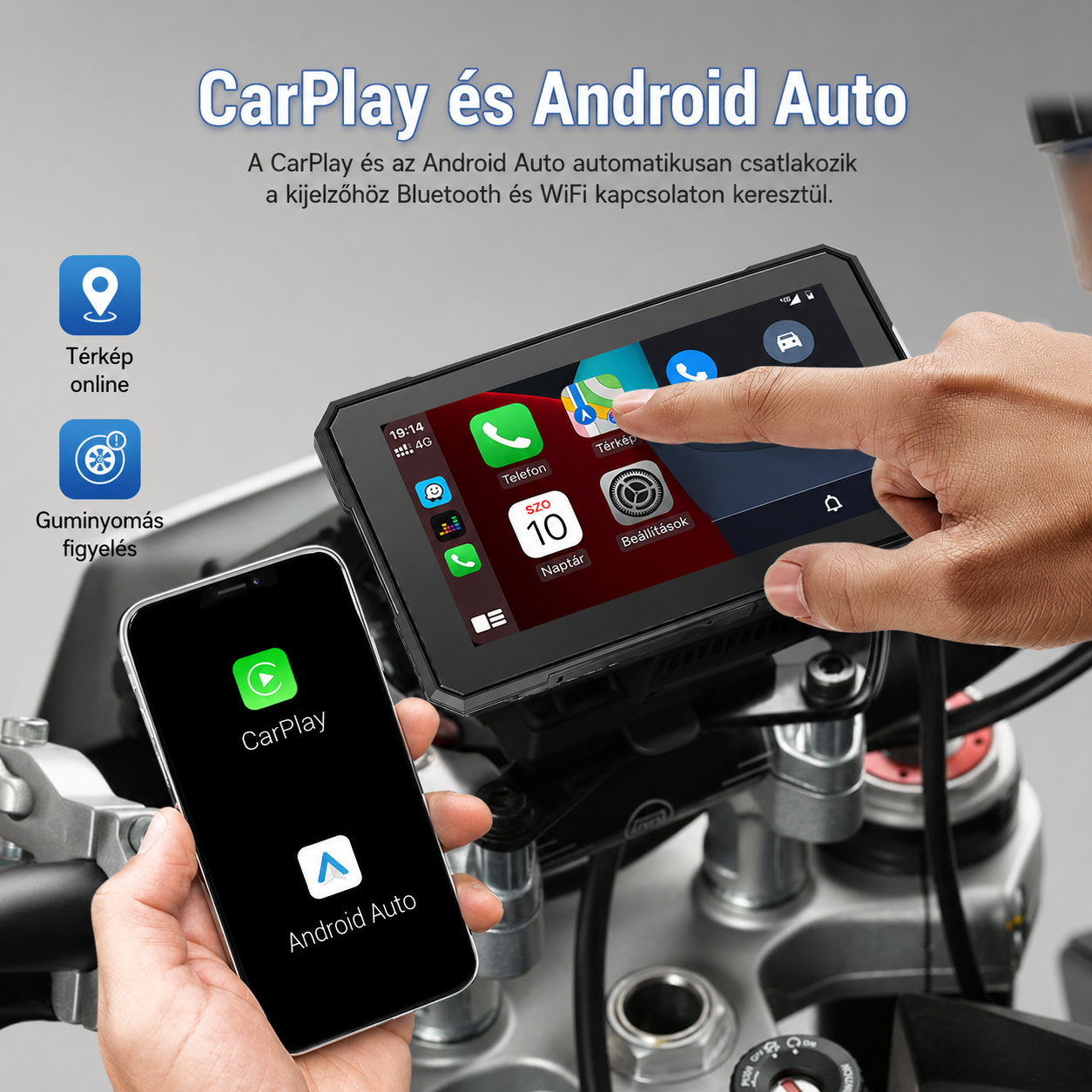 Motoros CarPlay kijelző 5" – Vezeték nélküli Apple CarPlay és Android Auto 2 Motoros CarPlay kijelző 5" – Vezeték nélküli Apple CarPlay és Android Auto - Image 2