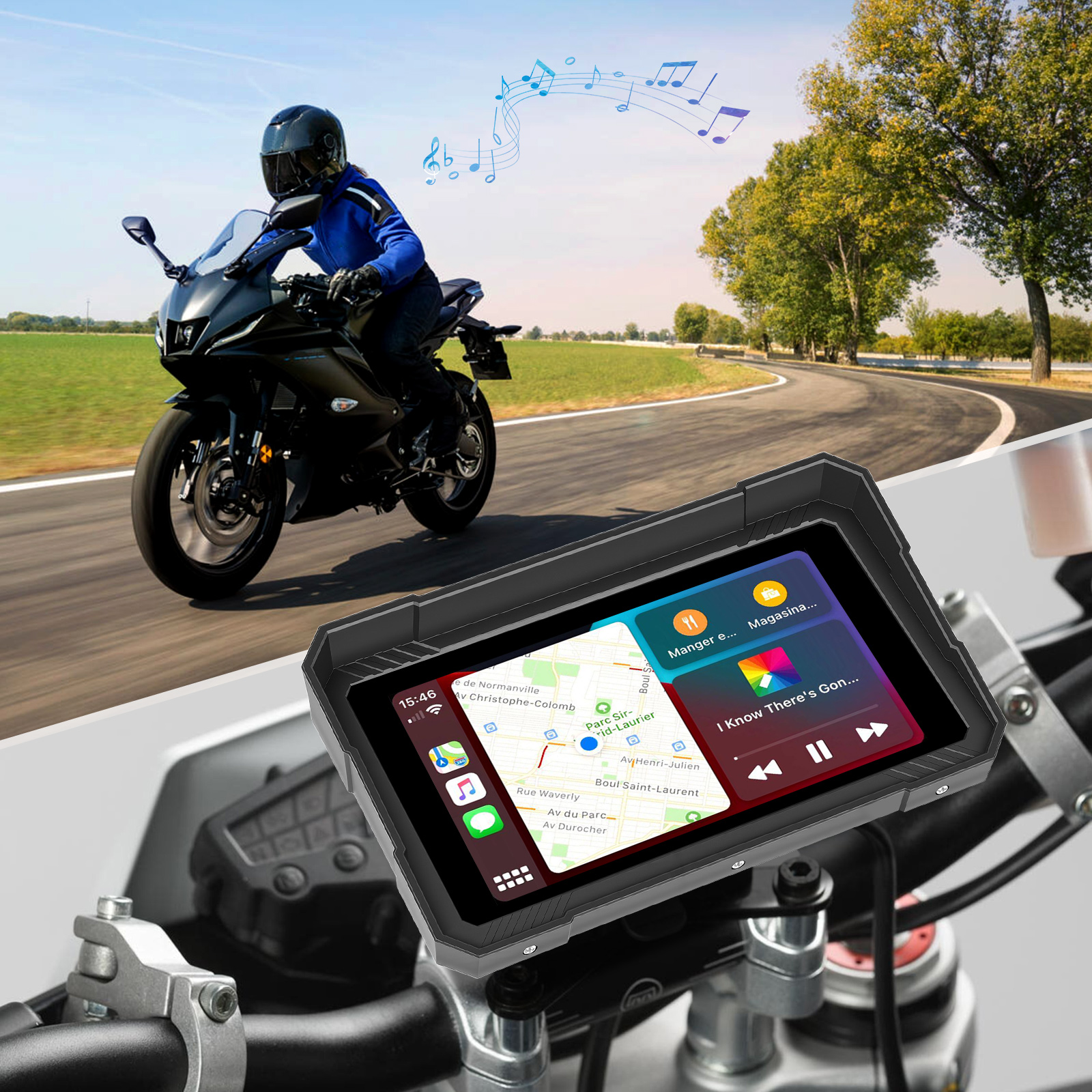 Motoros CarPlay kijelző 5" – Vezeték nélküli Apple CarPlay és Android Auto, első és hátsó kamerával 1 Motoros CarPlay kijelző 5" – Vezeték nélküli Apple CarPlay és Android Auto, első és hátsó kamerával