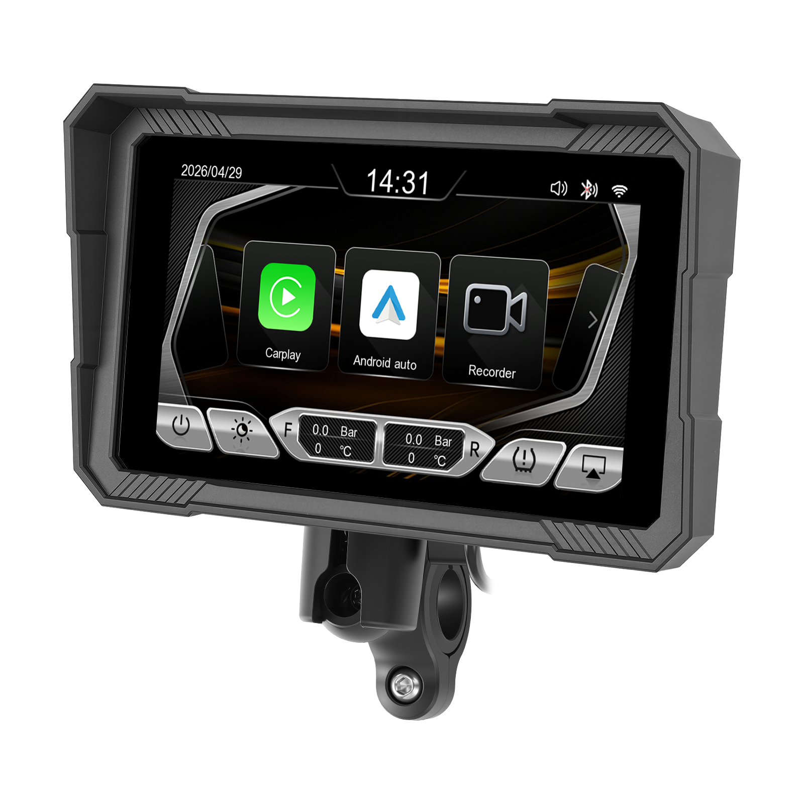 Motoros CarPlay kijelző 5" – Vezeték nélküli Apple CarPlay és Android Auto, első és hátsó kamerával 2 Motoros CarPlay kijelző 5" – Vezeték nélküli Apple CarPlay és Android Auto, első és hátsó kamerával - Image 2