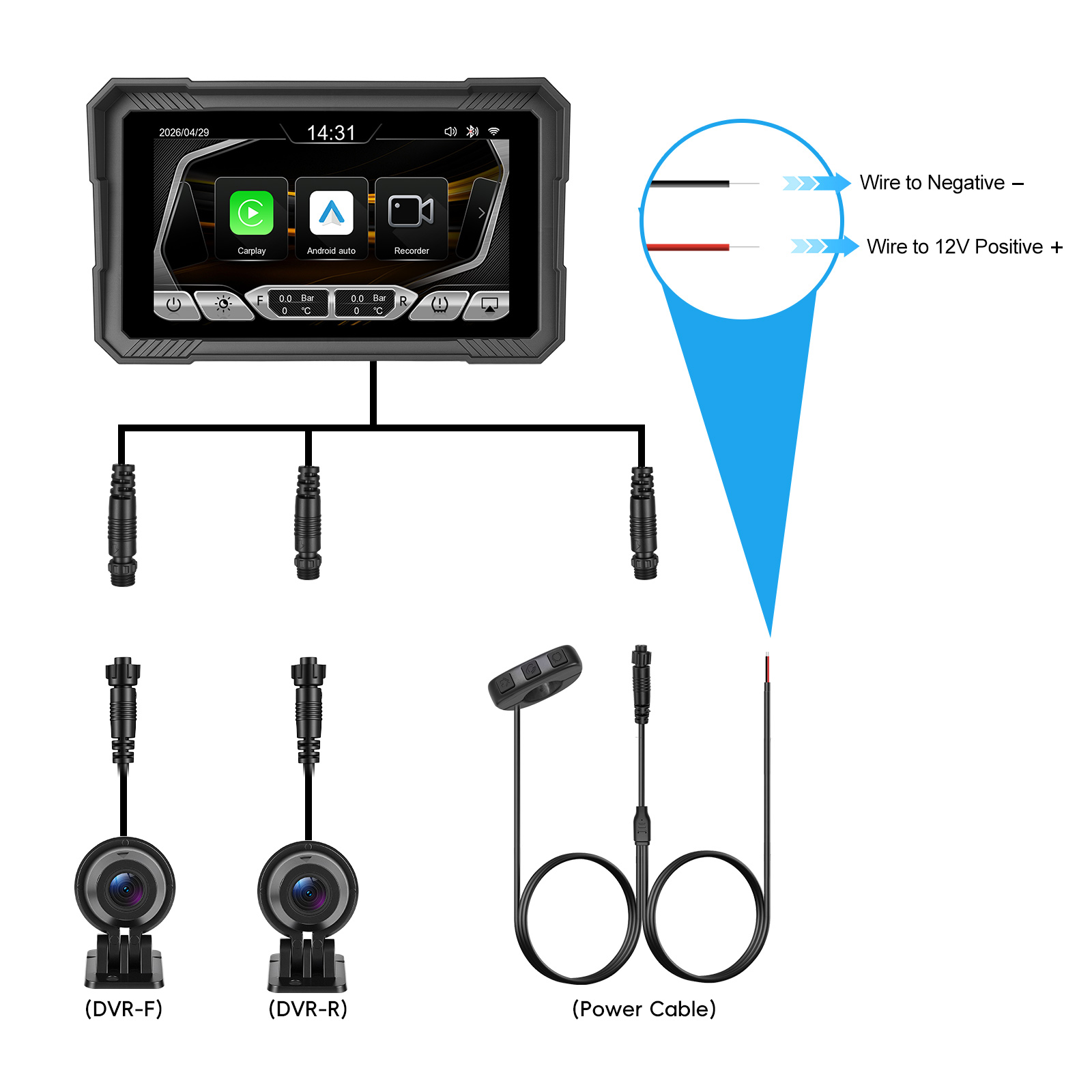 Motoros CarPlay kijelző 5" – Vezeték nélküli Apple CarPlay és Android Auto, első és hátsó kamerával 12 Motoros CarPlay kijelző 5" – Vezeték nélküli Apple CarPlay és Android Auto, első és hátsó kamerával - Image 12
