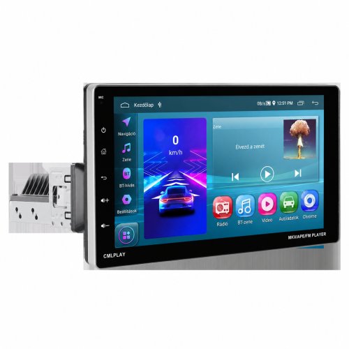 Magyar nyelvű Autórádió – dönthető érintőkijelző 9",CarPlay és Android Auto