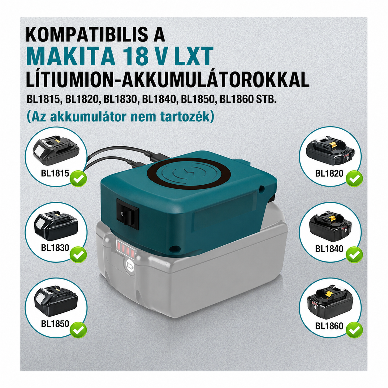 Makita akkumulátor kompatibilis vezeték nélküli gyorstöltő adapter 4 Makita akkumulátor kompatibilis vezeték nélküli gyorstöltő adapter - Image 4