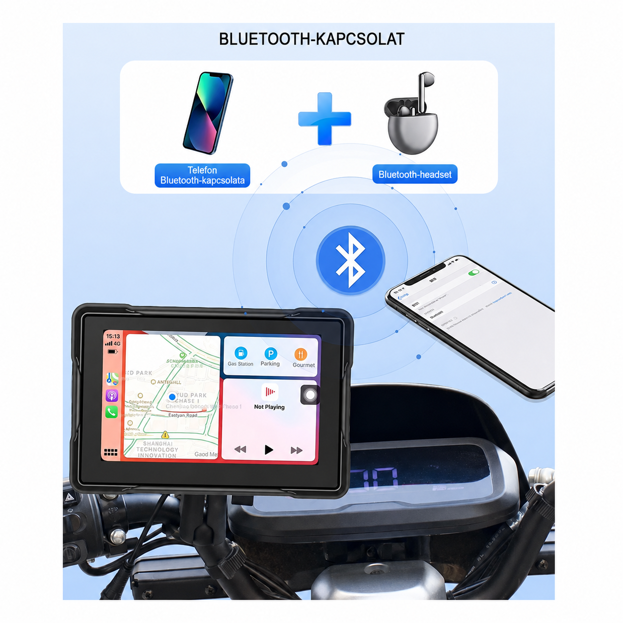 Motoros CarPlay kijelző 5" – Vezeték nélküli Apple CarPlay és Android Auto, 2 kamerával 4 Motoros CarPlay kijelző 5" – Vezeték nélküli Apple CarPlay és Android Auto, 2 kamerával - Image 4