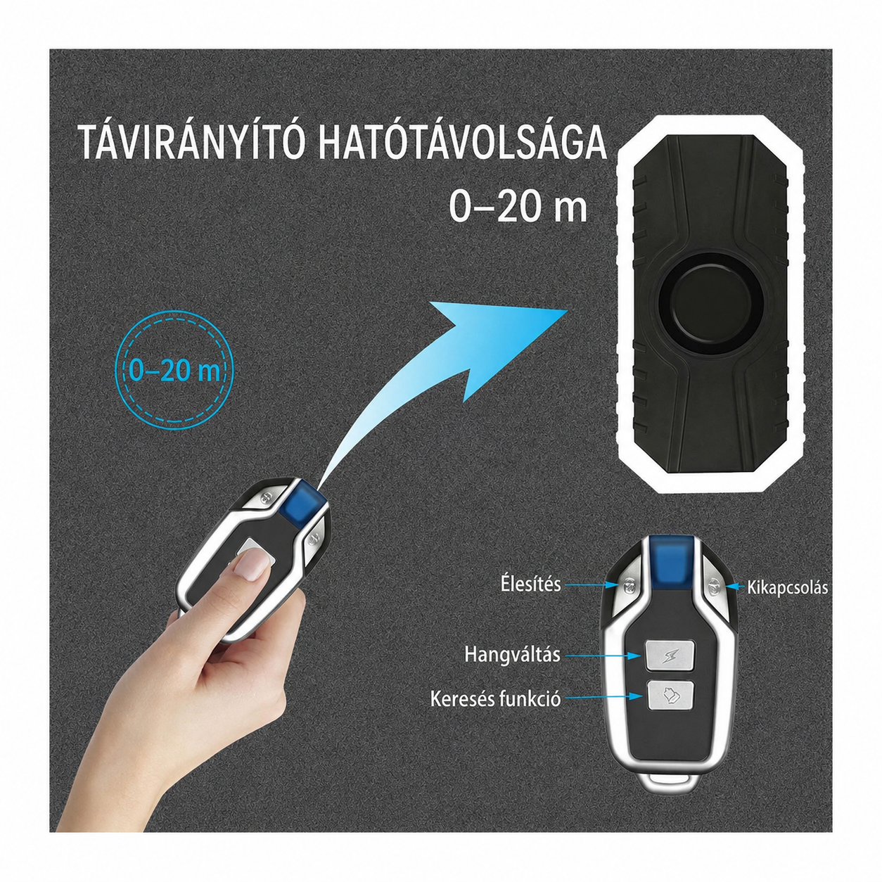 Motoros vezeték nélküli riasztó távirányítóval – 113 dB, IP55 3 Motoros vezeték nélküli riasztó távirányítóval – 113 dB, IP55 - Image 3