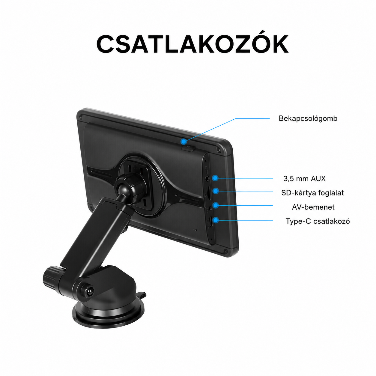 Autós CarPlay és Android Auto kijelző – magyar nyelvű 7" forgatható 3 Autós CarPlay és Android Auto kijelző – magyar nyelvű 7" forgatható - Image 3