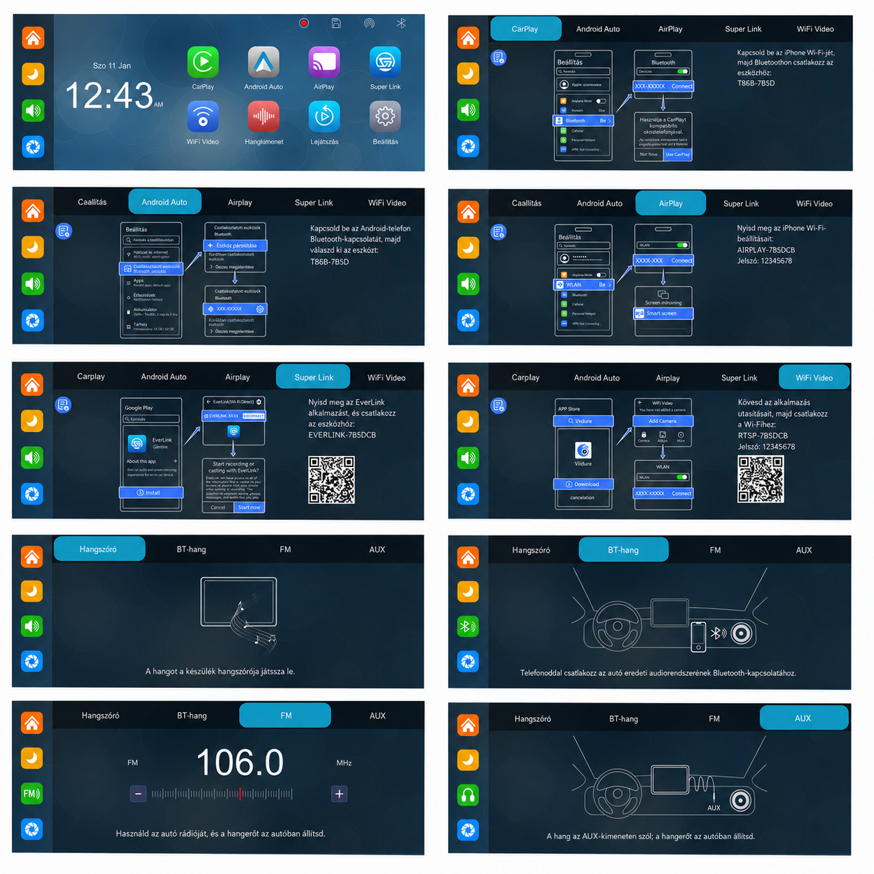 10,26" autós CarPlay kijelző – 4K DVR, első és hátsó kamerával, vezeték nélküli Android Auto 7 10,26" autós CarPlay kijelző – 4K DVR, első és hátsó kamerával, vezeték nélküli Android Auto - Image 7
