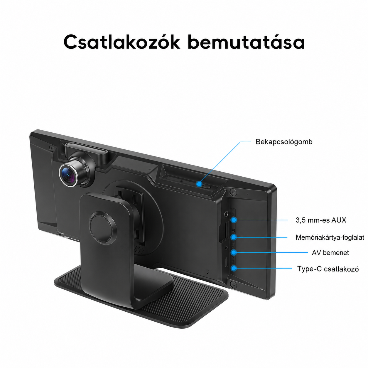 Autós CarPlay és Android Auto kijelző – magyar nyelvű 10,26" 4K DVR, első és tolatókamerával WIFI-s 6 Autós CarPlay és Android Auto kijelző – magyar nyelvű 10,26" 4K DVR, első és tolatókamerával WIFI-s - Image 6