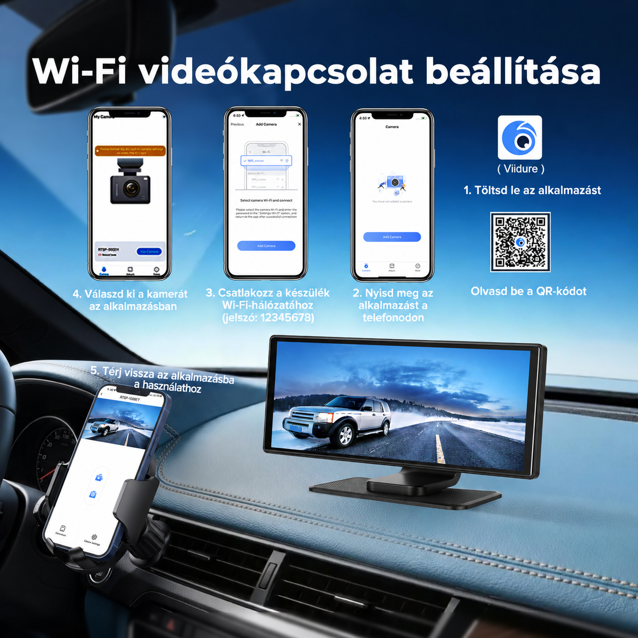 Autós CarPlay és Android Auto kijelző – magyar nyelvű 10,26" 4K DVR, első és tolatókamerával WIFI-s 9 Autós CarPlay és Android Auto kijelző – magyar nyelvű 10,26" 4K DVR, első és tolatókamerával WIFI-s - Image 9
