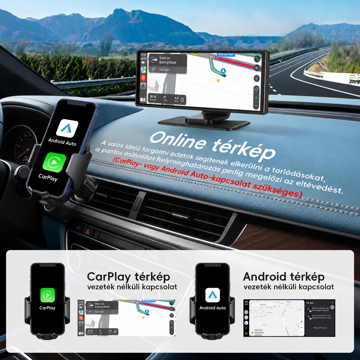Autós CarPlay és Android Auto kijelző – magyar nyelvű 10,26" 4K DVR, első és tolatókamerával WIFI-s 10 Autós CarPlay és Android Auto kijelző – magyar nyelvű 10,26" 4K DVR, első és tolatókamerával WIFI-s - Image 10
