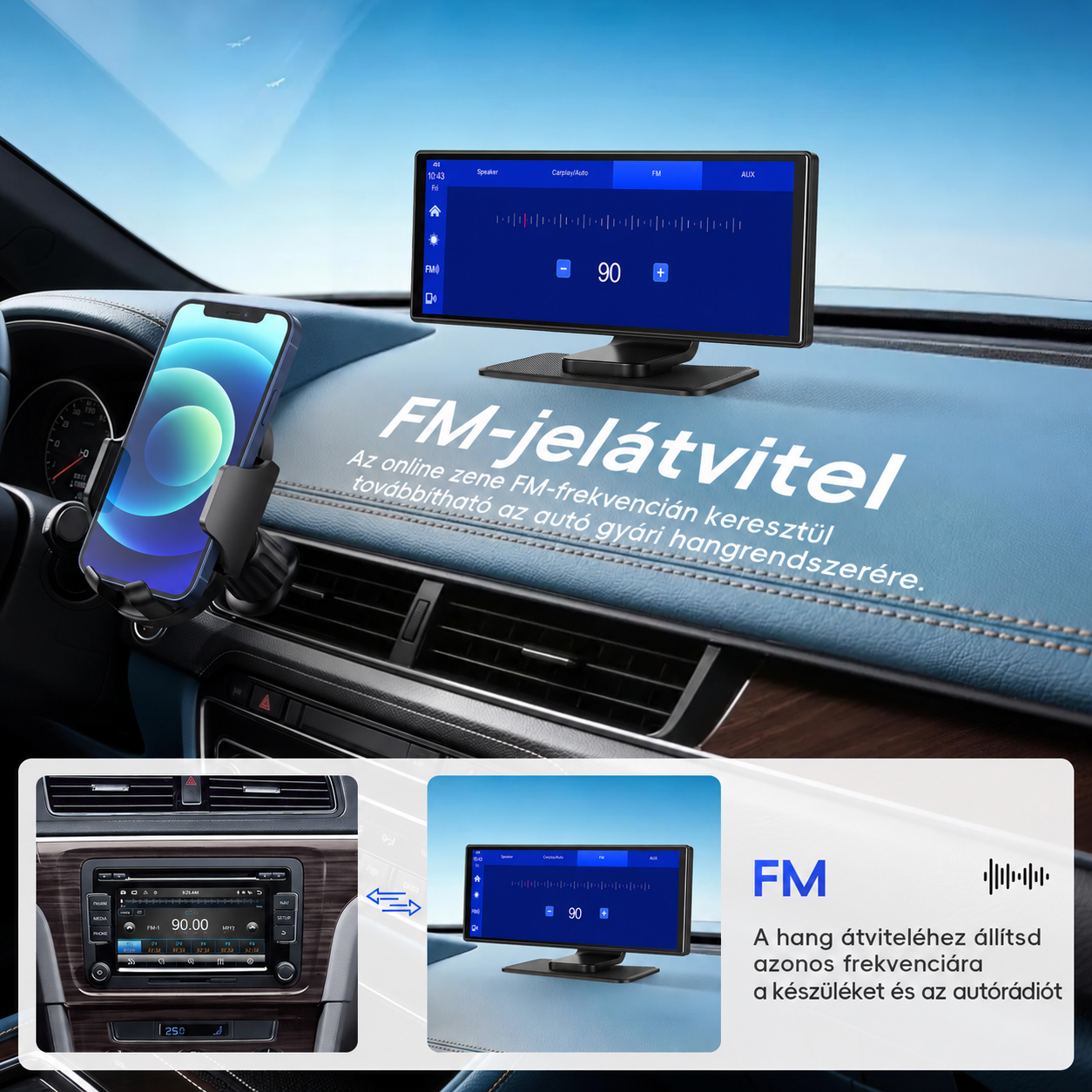 Autós CarPlay és Android Auto kijelző – magyar nyelvű 10,26" 4K DVR, első és tolatókamerával WIFI-s 4 Autós CarPlay és Android Auto kijelző – magyar nyelvű 10,26" 4K DVR, első és tolatókamerával WIFI-s - Image 4