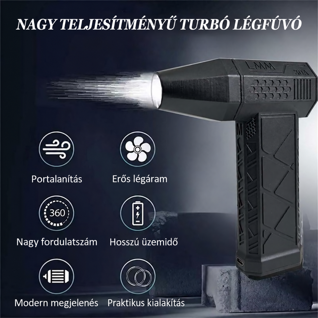 Akkumulátoros kézi légfúvó és porszívó – 130 000 ford./perc, 5000 mAh 5 Akkumulátoros kézi légfúvó és porszívó – 130 000 ford./perc, 5000 mAh - Image 5