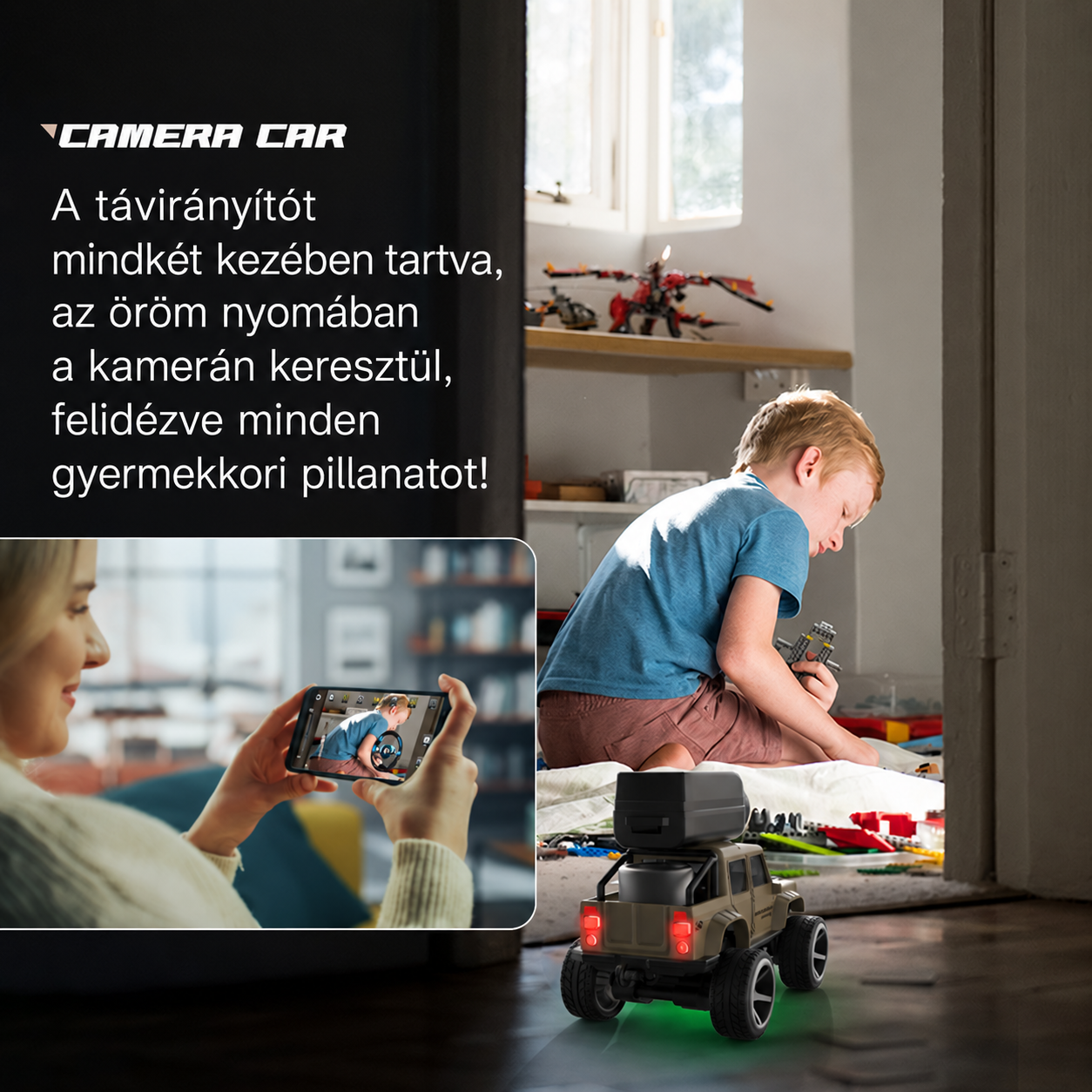 Kamerás távirányítós mini terepjáró – LED világítással, APP vezérléssel 5 Kamerás távirányítós mini terepjáró – LED világítással, APP vezérléssel - Image 5